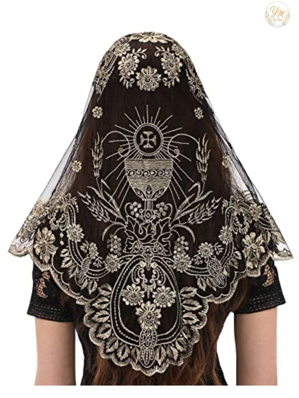 Spanish Lace Catholic Mantilla Chapel Veil Embroidered Mesh